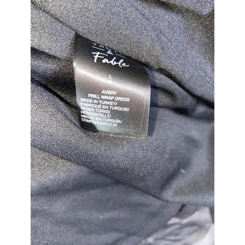 TRUTH & FABLE 188942 Womens Avery Chiffon 3/4 Sleeve Wrap Dress Black Size Large - Picture 9 of 11